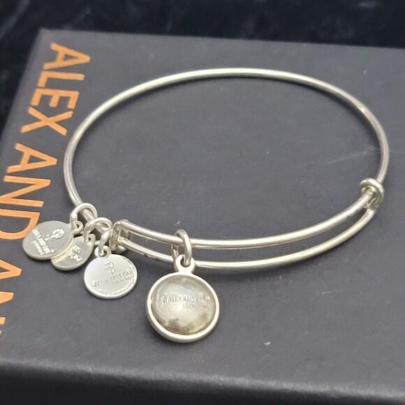 Alex And Ani October Birthstone Silver Expandable Bangle - Picture 6 of 8